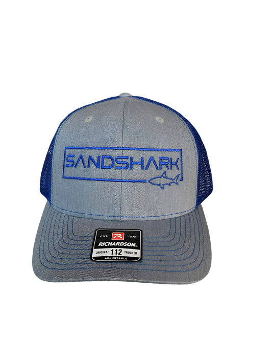 Charcoal & Blue Mesh Trucker Hat